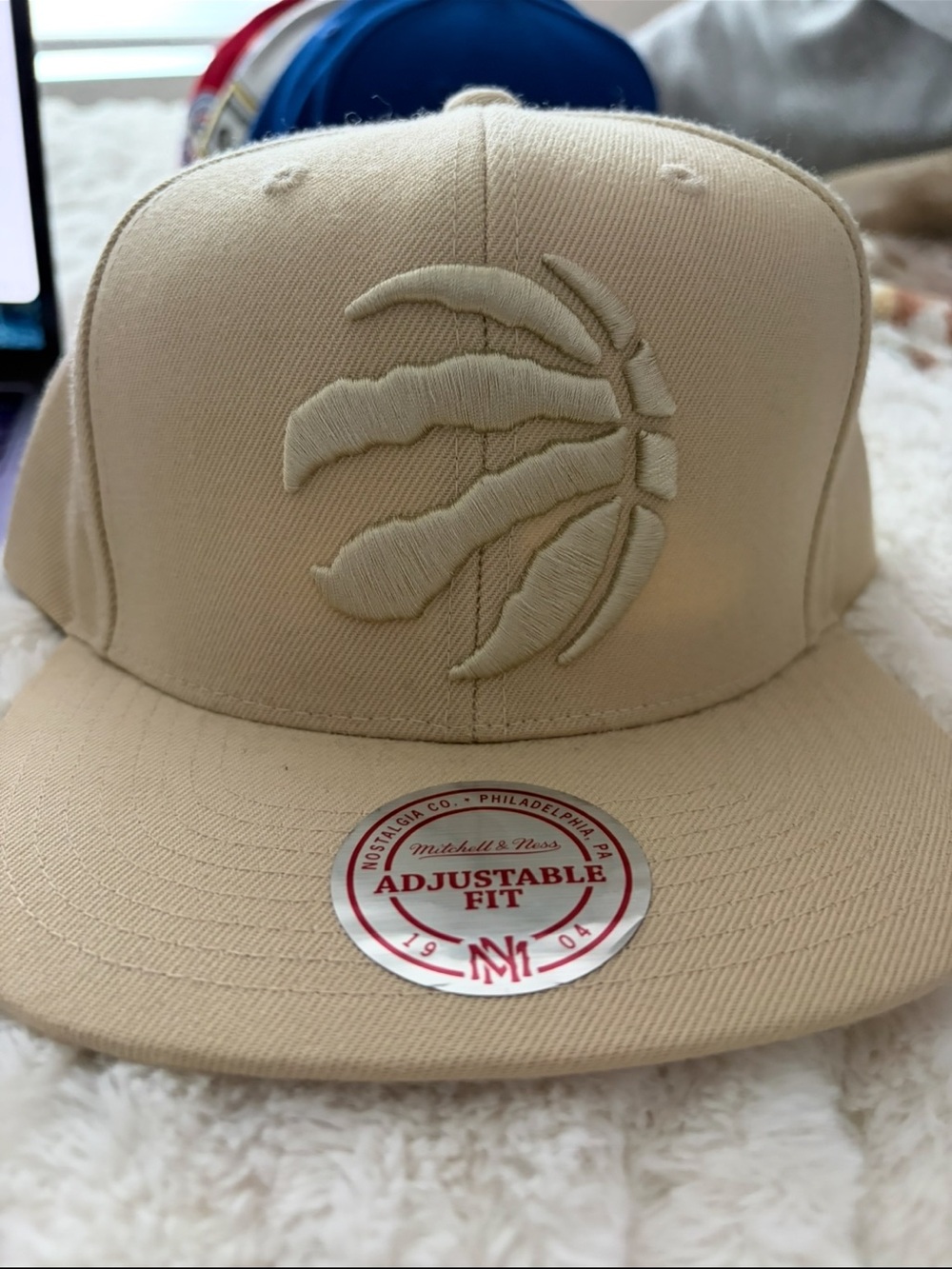 Mitchell & Ness Tan Snapback Cap with Embroidered Logo